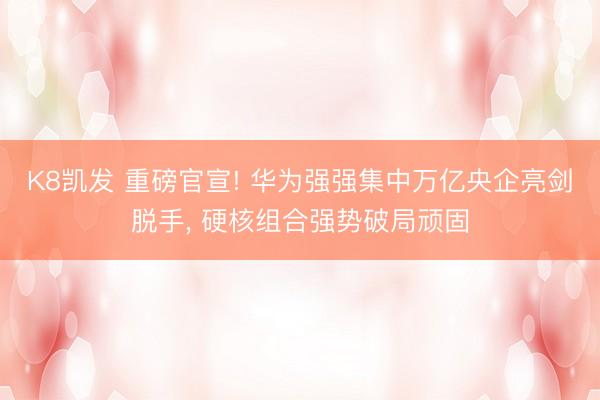 K8凯发 重磅官宣! 华为强强集中万亿央企亮剑脱手， 硬核组合强势破局顽固