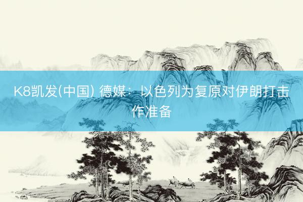 K8凯发(中国) 德媒：以色列为复原对伊朗打击作准备