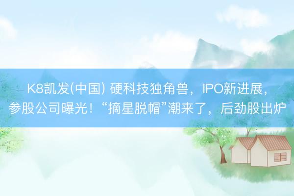 K8凯发(中国) 硬科技独角兽，IPO新进展，参股公司曝光！“摘星脱帽”潮来了，后劲股出炉