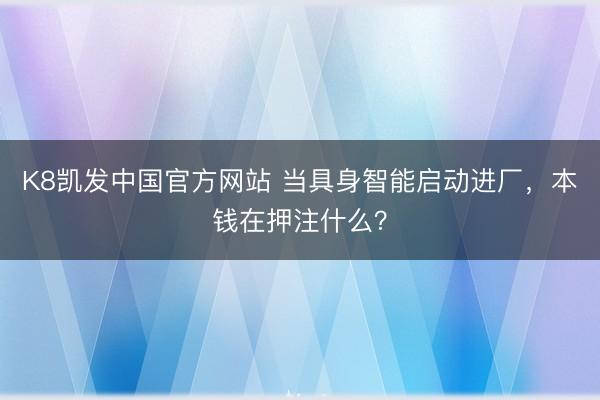 K8凯发中国官方网站 当具身智能启动进厂，本钱在押注什么？