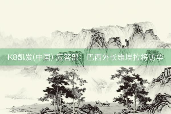 K8凯发(中国) 应答部：巴西外长维埃拉将访华