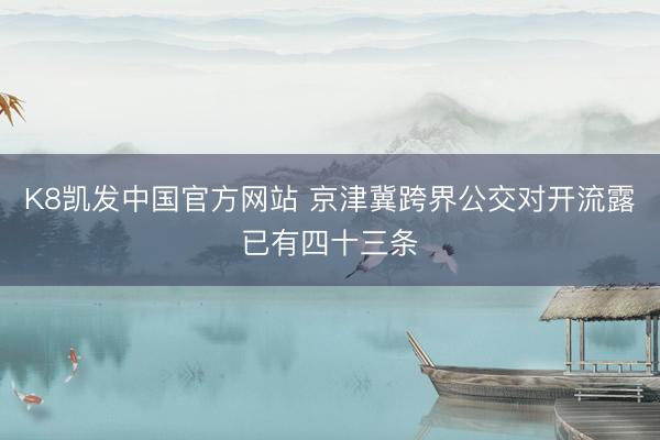 K8凯发中国官方网站 京津冀跨界公交对开流露已有四十三条